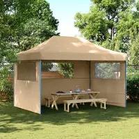 Prolenta Maison Exclusive - Tente de réception pliable Pop-Up avec 3 panneaux latéraux, beige