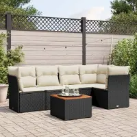 Prolenta Maison Exclusive - Salon de jardin 6 pcs avec coussins noir résine tressée