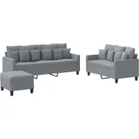 vidaXL Ensemble de canapés 3 pièces avec coussins Tissu gris clair