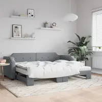 Prolenta Maison Exclusive - Canapé-lit convertible avec matelas, gris clair, 90 x 190 cm, tissu