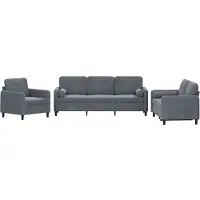 vidaXL Ensemble de canapés 3 pièces avec coussins gris foncé velours