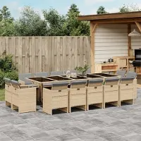 Prolenta Maison Exclusive - Ensemble à manger de jardin et coussins 15 pcs mélange beige