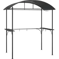 Syfax Gazebo BBQ et étagères latérales anthracite 220x115x230cm acier