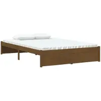 Syfax Cadre de lit sans matelas marron miel bois massif 120x190 cm