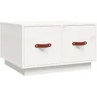 Syfax Table basse Blanc 60x53x35 cm Bois massif de pin