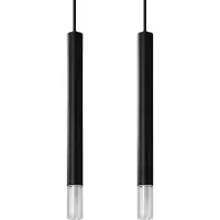 Sollux Lampe pendante WEZYR 2 noir 2xG9 8W acier/verre 120x6x30cm