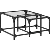 vidaXL Tables d'ensemble 2 pcs. avec plateau en verre Transparent Acier