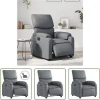 The Living Store Fauteuil relax électrique gris similicuir