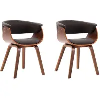 Syfax Chaises à manger lot de 2 gris bois courbé et tissu