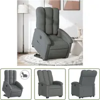 The Living Store Fauteuil relax avec releveur électrique Gris foncé Tissu
