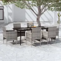 Prolenta Maison Exclusive - Ensemble de salle à manger d'extérieur 7 pièces avec coussins gris et noirs