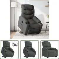 The Living Store Fauteuil relax avec releveur électrique Gris foncé Tissu