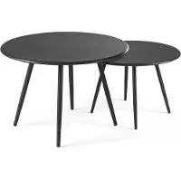 Oviala Lot de 2 tables basses ronde en acier anthracite - Palavas
