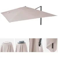 Mendler Housse de remplacement pour parasol de jardin de luxe HWC-A96, housse de parasol, 3,5 x 3,5 m (diamètre 4,95 m), polyester, couleur crème-gris