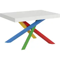 Itamoby Table Extensible 120/380X90 Cm Volantis Frêne Blanc Pieds Multicolores 4/B