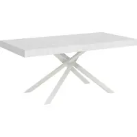 Ityhome - Table extensible 180/440x90 cm Karida frêne blanc pieds blancs
