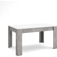 Skraut Home EXO Table à manger, 140x90x76 cm, Pour 6 personnes, Meubles de Salon, Blanc et ciment