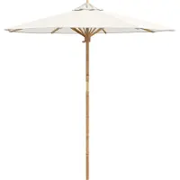 Syfax Parasol de jardin Blanc crème Ø 217 x 230 cm Bambou