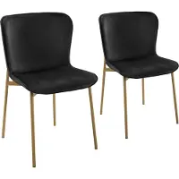 SVITA MARY Lot de 2 chaises de salle à manger Chaise rembourrée sans accoudoirs Chaise de cuisine noire dorée