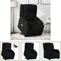 The Living Store Fauteuil de massage électrique avec releveur Noir Tissu
