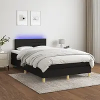 Prolenta Maison Exclusive - Sommier à lattes de lit avec matelas LED Noir 120x200 cm Tissu