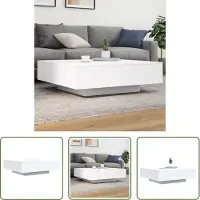 The Living Store Table basse blanche 100x100x31 cm bois composite