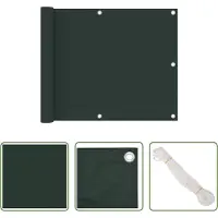 The Living Store Brise-Vue Balcon Vert foncé 75x600 cm Tissu Oxford