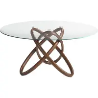 ANGEL CERDA SL Angel Cerdá table à manger ronde en verre trempé en bois couleur noyer 1020-Ø150