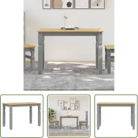 The Living Store Table de salle à manger Corona Gris 112x60x75 cm Pin massif