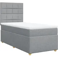 vidaXL Lit boxspring avec matelas gris clair 90x200 cm Tissu