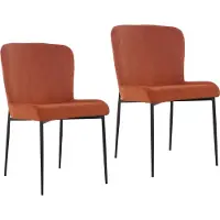 SVITA FREDDIE Chaise de salle à manger, lot de 2, revêtement velours côtelé, pieds métal orange