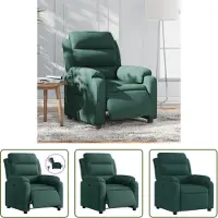 The Living Store Fauteuil relax électrique vert foncé velours