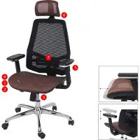Mendler Chaise de bureau HWC-A58 chaise pivotante, fonction glisse, tissu ISO9001 brun rouge/noir
