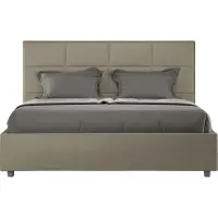 Ityhome - Lit coffre rembourré 160x190 similicuir cappuccino Mika