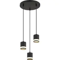 Globo Lighting Suspension LED, noir, 3 flammes, H 110 cm