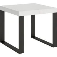 Itamoby Table Extensible 90X90/246 Cm Tecno Frêne Blanc Structure Anthracite