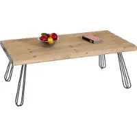 Mendler Table basse HWC-L73, Table de salon, bois massif industriel MVG 120x60cm, naturel
