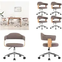 vidaXL Chaise de salle à manger pivotante 4 pcs. Taupe bois courbé et tissu - Chaise de salle à manger - Chaise de salle à manger - Chaise de salle à manger