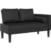 vidaXL Chaise longue avec coussin Noir Similicuir