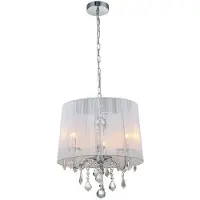 ITALUX Cornelia - Suspension À Suspendre Chrome, 3 Ampoules Blanches Avec Abat-Jour En Tissu Blanc, E14