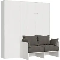 Itamoby Lit 140 Sofà Kentaro Frêne Blanc Avec Colonne Gauche-Droite