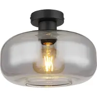 Globo Plafonnier noir Giuseppe verre de fumée