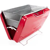 TAINO MOX Barbecue au charbon de bois BBQ Barbecue de valise Barbecue de camping Barbecue au charbon de bois style rétro pliable Griller portable mobile Rouge