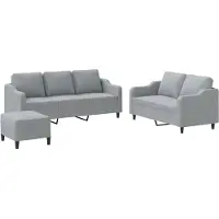 vidaXL Ensemble de canapés 3 pièces avec coussins Tissu gris clair