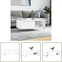 The Living Store Table basse blanche 90x50x36,5 cm Bois composite
