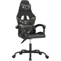 Syfax Chaise de jeu Noir et camouflage Similicuir