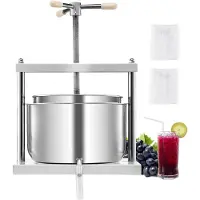 Vevor Presse à vin de fruits Extracteur de jus de fruits (12 L) avec 2 fûts en inox, extracteur de jus manuel Presse à cidre Presse à pommes Presse à raisins