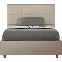 Ityhome - Lit 1 place et demi avec sommier rembourré 120x210 similicuir taupe Mika