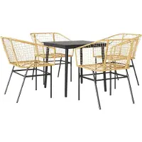 Syfax Ensemble à manger jardin 5pcs marron poly rotin verre