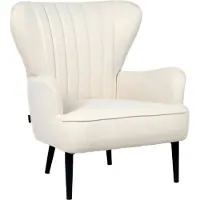 SVITA ARTHUR Fauteuil Relax Fauteuil à oreilles Moderne Rembourré Tissu Crème